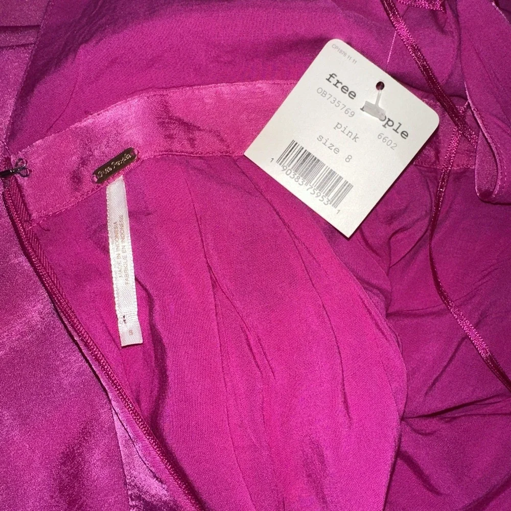 Free People NWT Pink Mini Dress Sleeveless Plunge Fit & Flare Open Back Size 8